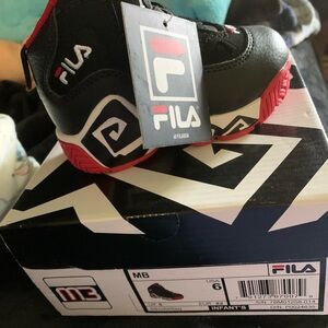 Fila Kids Black and Red High-Top Sneakers